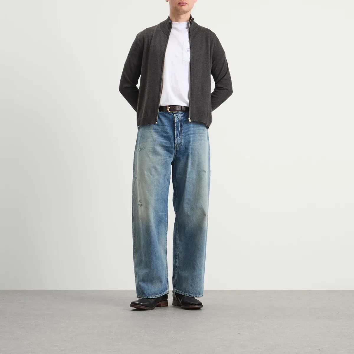 Джинсы свободного кроя 2023 Daybreak Wash Wide Leg Jeans Acne Studios, Mid Blue — фото 4