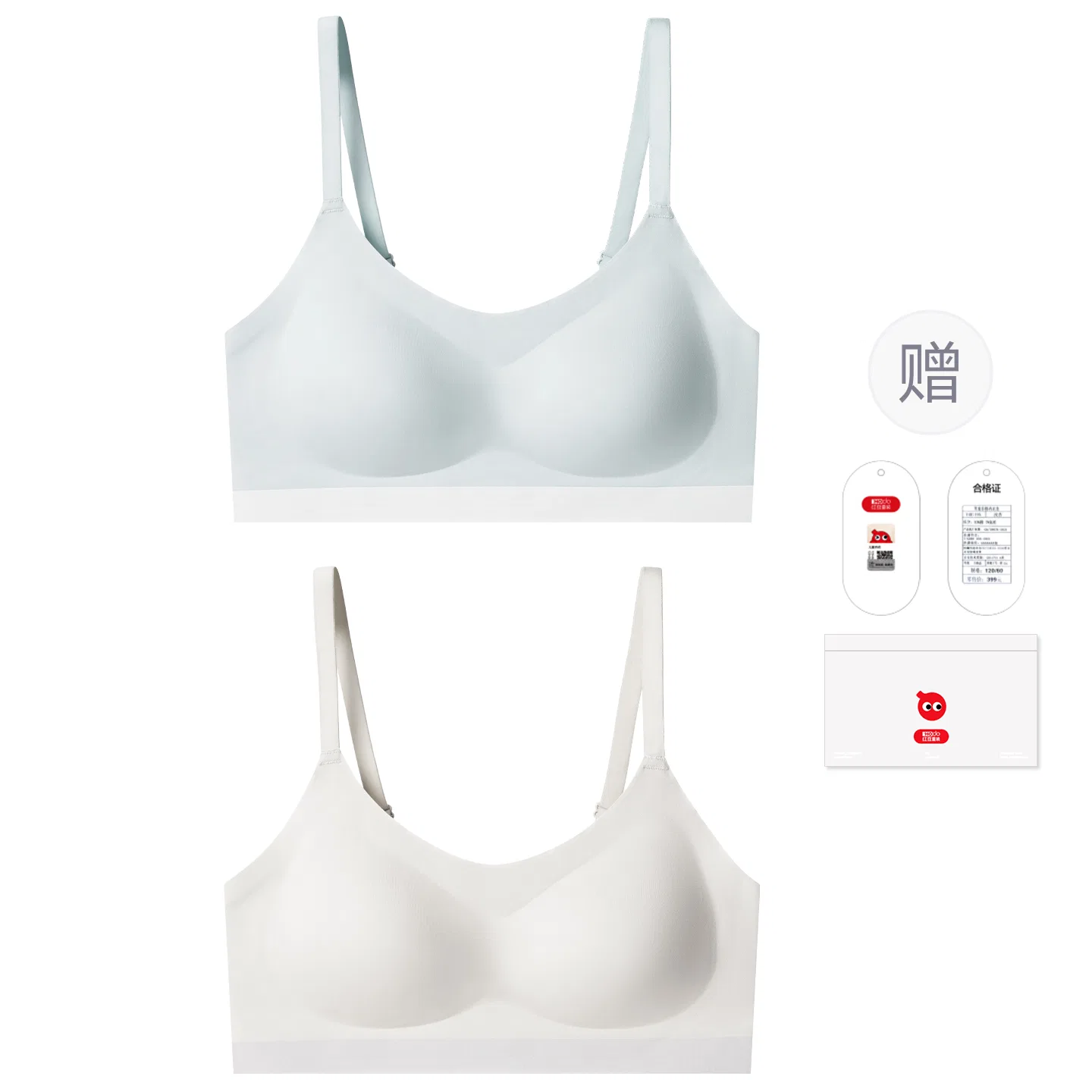 Детский бюстгальтер для девочек с фиксированными чашками Red bean, Ivory White + Light Blue