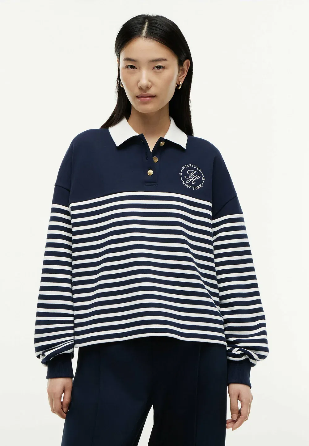 Толстовка с круглым воротником - толстовка с круглым воротником Tommy Hilfiger, Wide Strp Dark Night Navy Ecru
