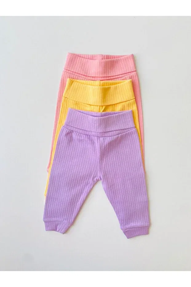 Детское боди-комбинезон для девочек хлопковый набор 3 предмета Basics Fiyonk Bebe, Asorti — фото 3