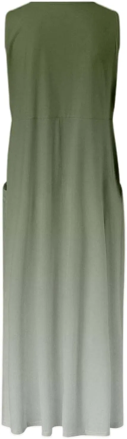 Женское летнее сарафан-макси богемный Cotton Linen Long Dress, Green — фото 4