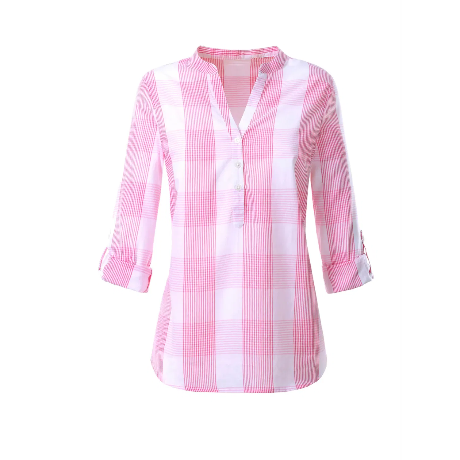 Женская блуза свободного кроя в клетку Casual Looks, Pink/White — фото 3