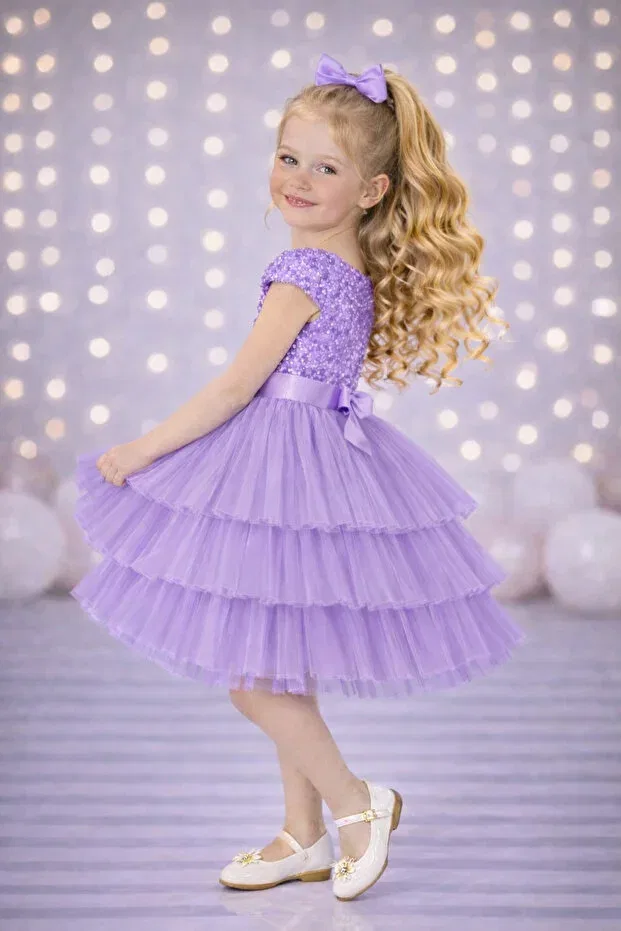 Детское платье для девочек с пайетками Party Rumi Kids, Ecru — фото 3