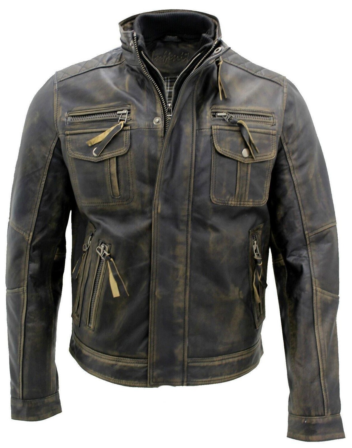 

Кожаная байкерская куртка в стиле ретро-Toronto Infinity Leather, черный