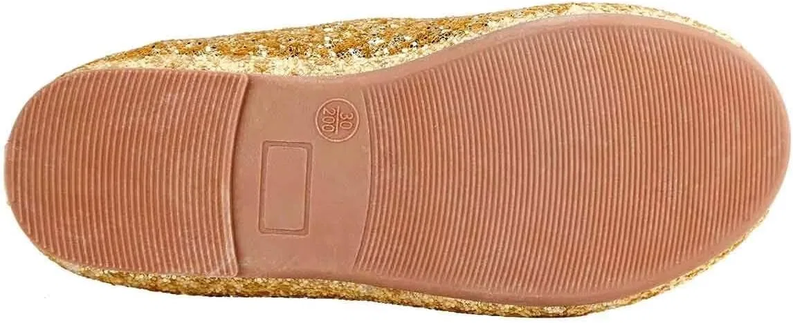 Детские туфли-балетки для девочек с блестками IvoireCh, Gold — фото 4