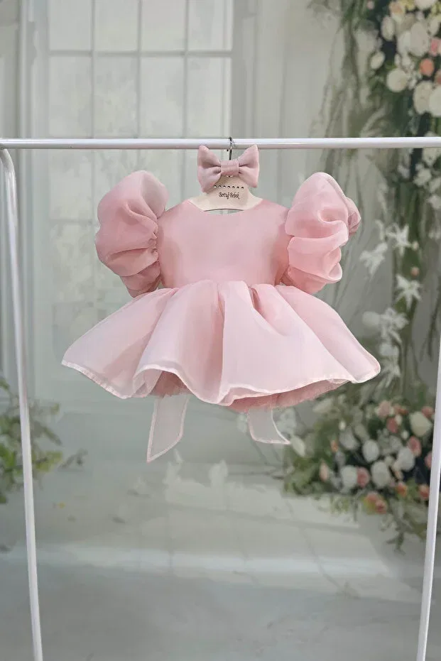 Детское платье для девочек хлопковое Caroline Bertuğ Bebek, Powder Pink