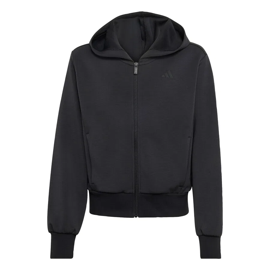 Спортивная толстовка на молнии ADIDAS SPORTSWEAR 'ADIDAS GIRLS FULL ZIP HOODIE Track' черного цвета