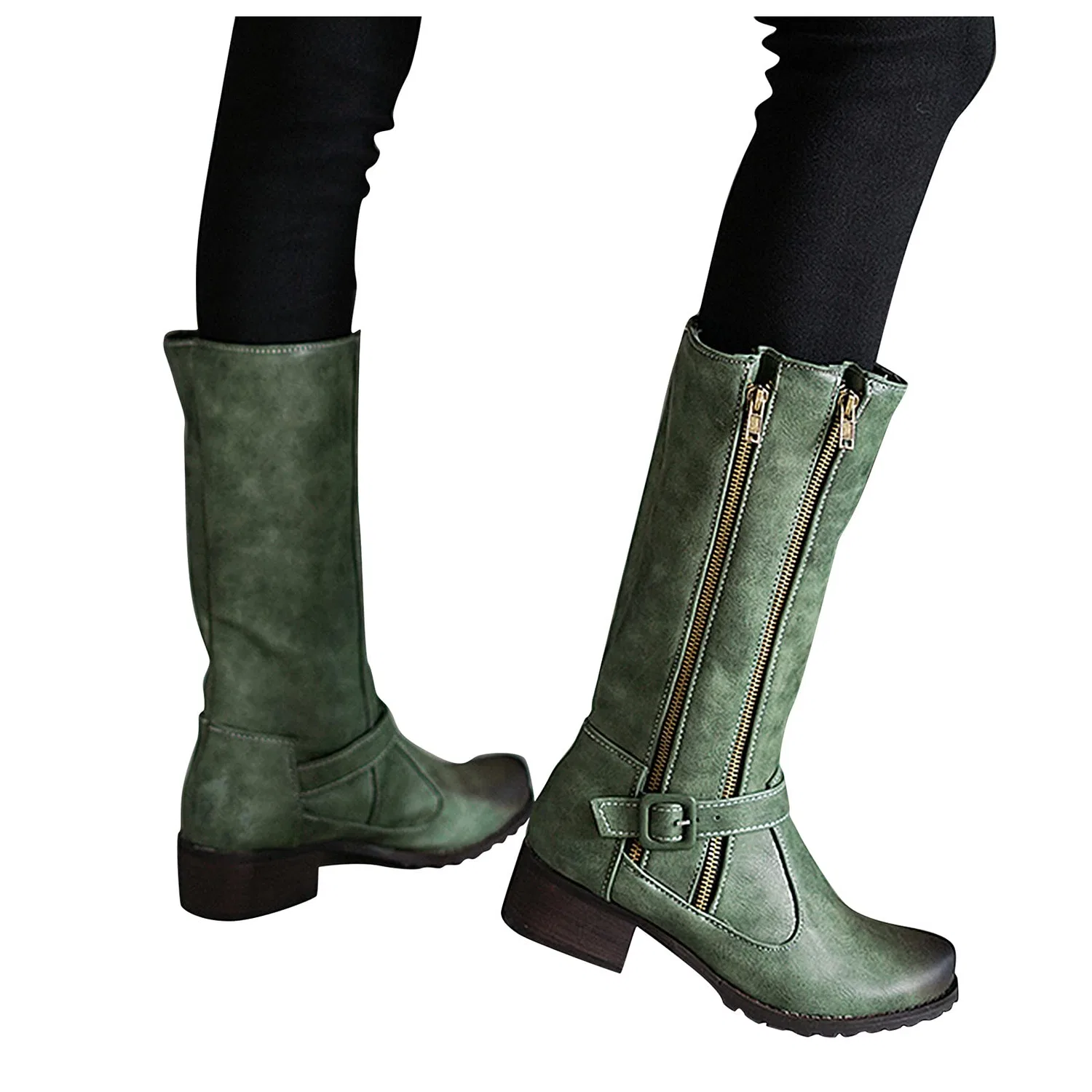 Детские ботинки для девочек с принтом Girls' Casual Long Boots with Side Zipper and Laces with Printed Garden Pattern Waterproof Western Boots Fashion Printed Pattern Boots, Verde — фото 4