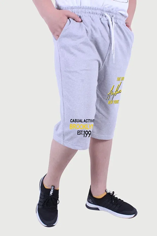 Детские шорты для мальчиков с принтом Authentic broklyn printed Fyk Kids, Gri — фото 2
