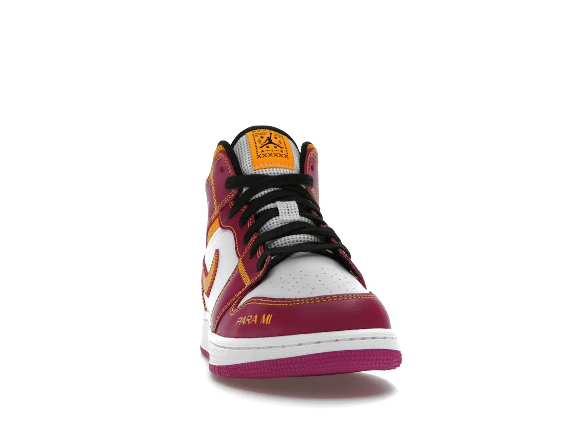 Детские кроссовки с принтом Jordan 1 Mid Jordan, White/Fuchsia-Orange-Black — фото 2