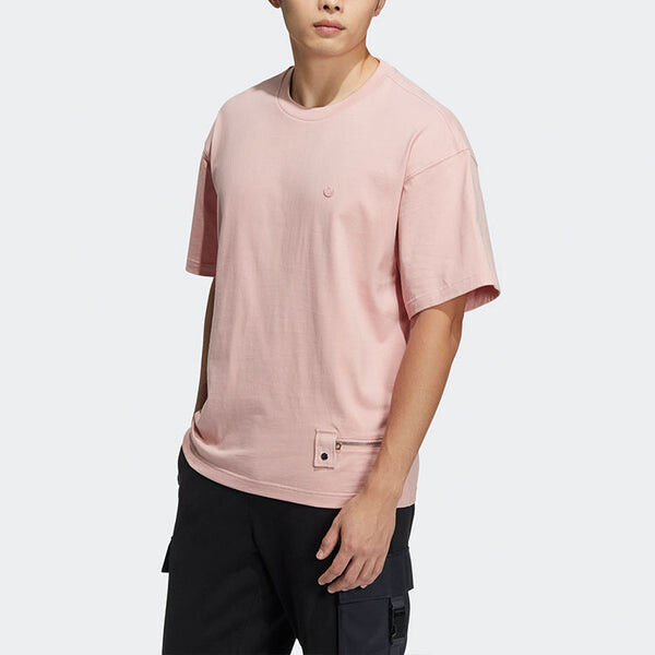 Футболка adidas originals Zipper Ss Tee Solid Color Sports Round Neck Short Sleeve Pink, мультиколор — фото 4