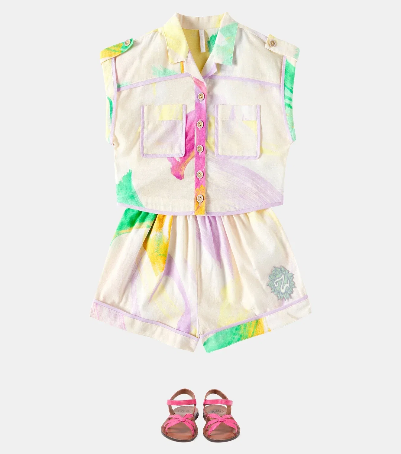 Шорты хлопковые Zimmermann Kids, черный — фото 2
