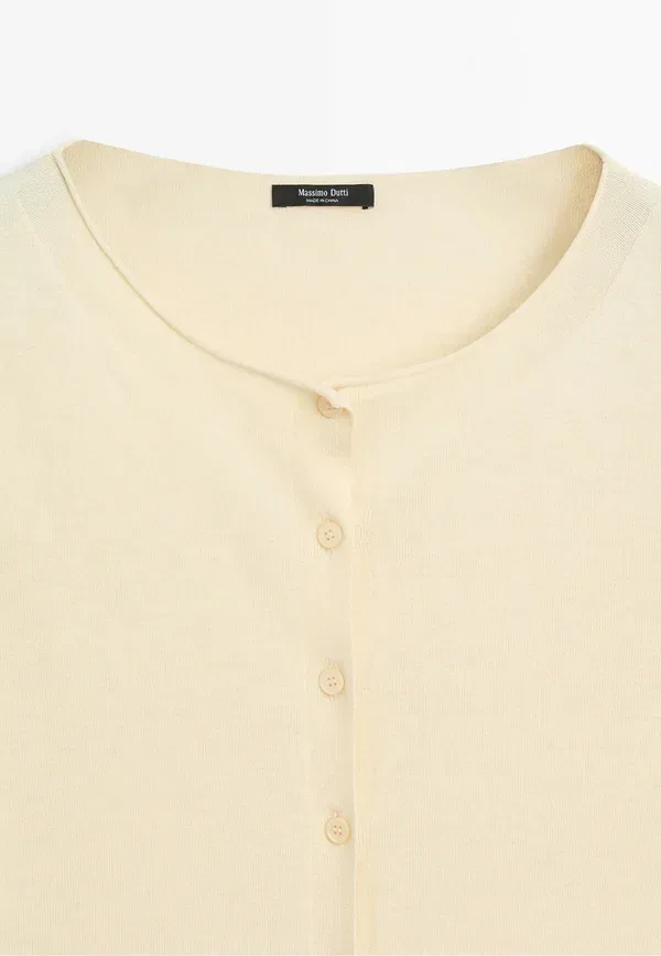 Кардиган из хлопка Cardigan Massimo Dutti, Light Yellow, светло-желтый — фото 4