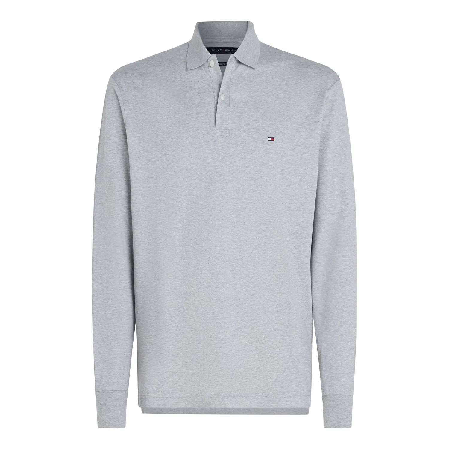 Мужское поло с длинным рукавом из жидкого хлопка Tommy Hilfiger, Light Grey Heather — фото 4