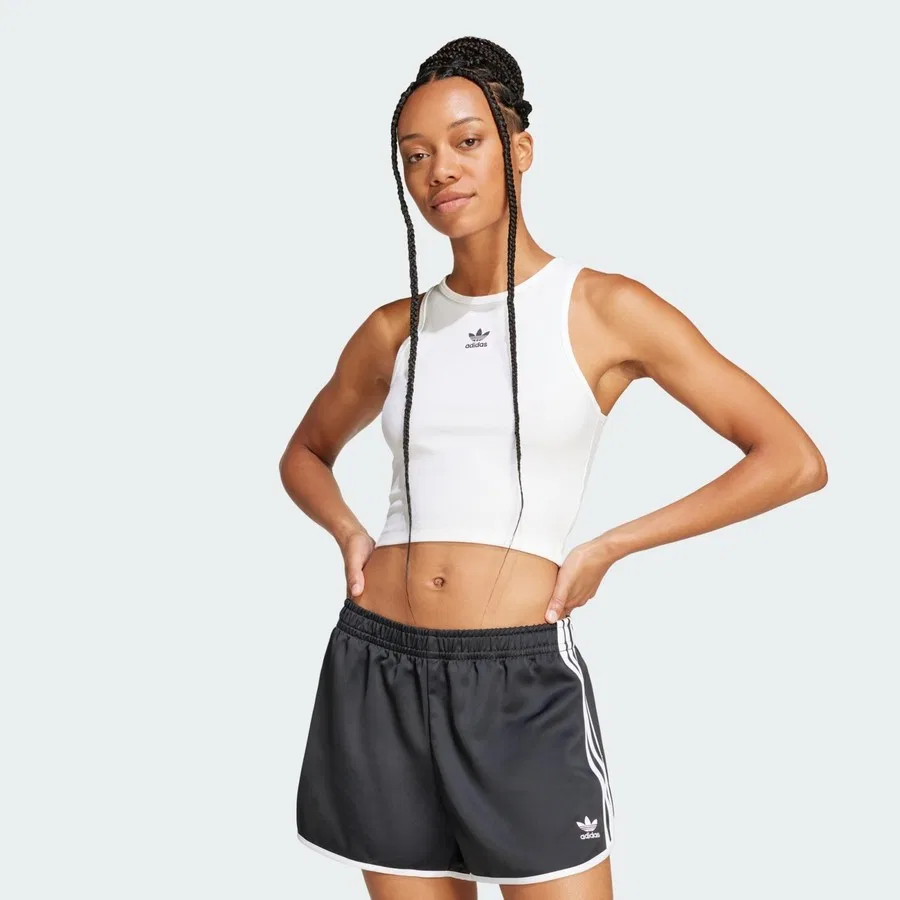 Майка-борцовка с ребристой текстурой adidas Originals JC9007 Essentials Ribbed Tank Top, Хаки