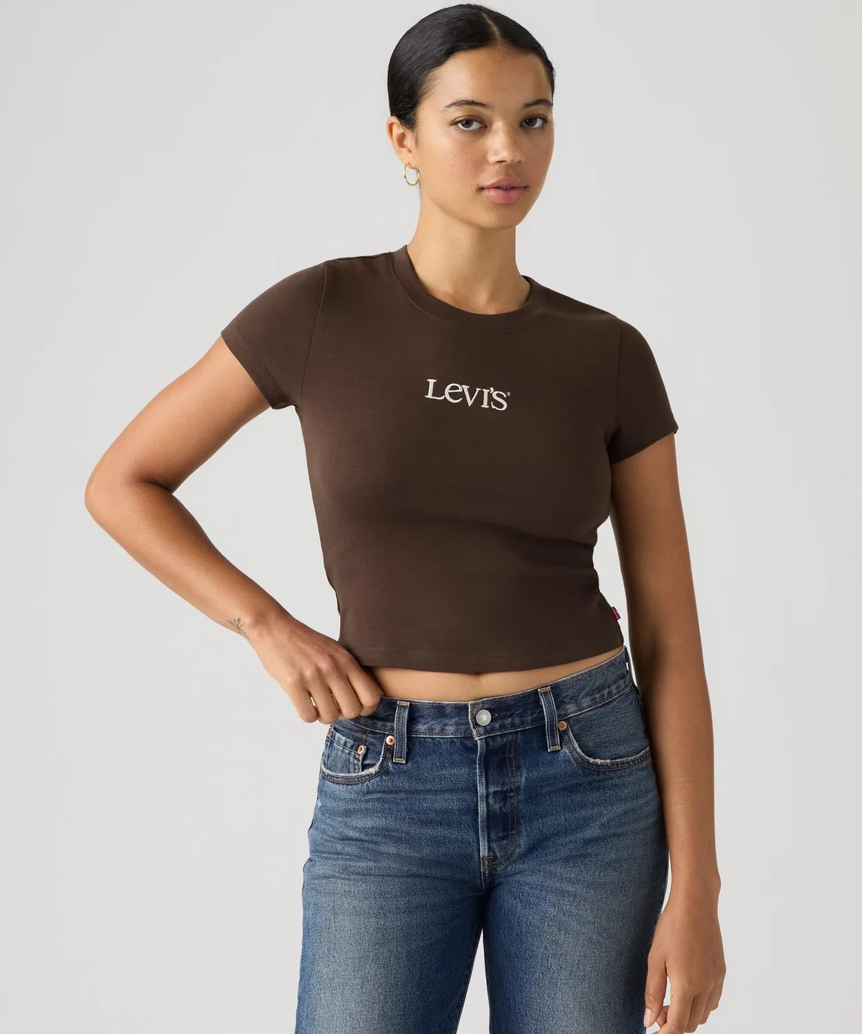 Женская футболка с принтом с коротким рукавом Levi's Graphic Essential Baby T-Shirt, Brown