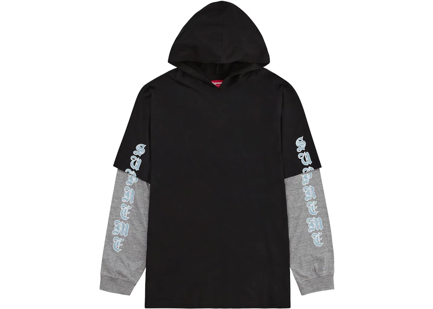 Мужская футболка с капюшоном Supreme Layered Hooded L/S Top, Black