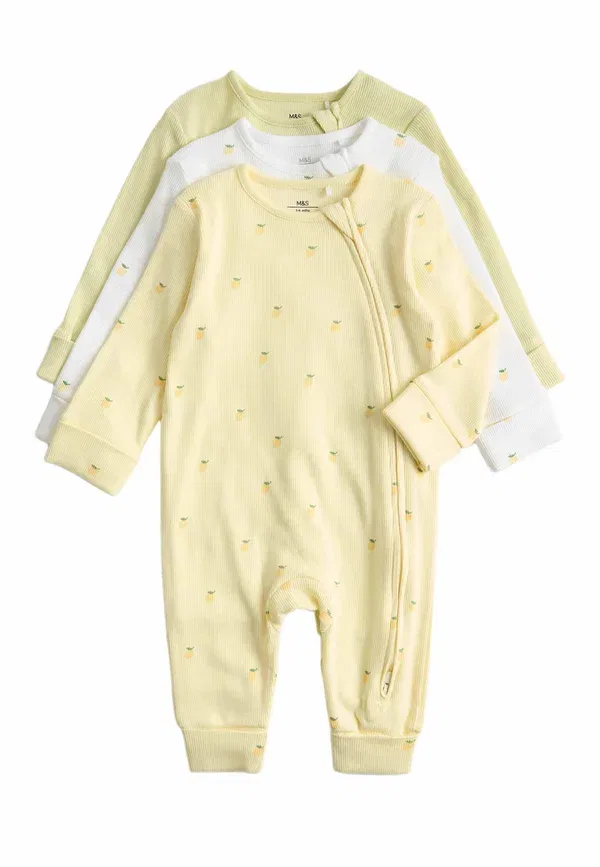 Комплект из 3 спальных мешков с принтом, Unisex 3 pack - sleep suit, Marks & Spencer, Yellow, желтый