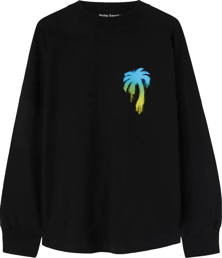 

Футболка Palm Angels Sprayed Palm Logo Over Tee 'Black/Green', черный