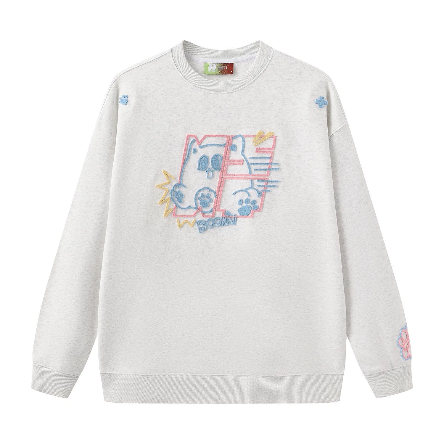 Детский свитшот с принтом с длинным рукавом Hobo Cat Rescue Meal Box NSTNEW START, White Heather Gray — фото 3