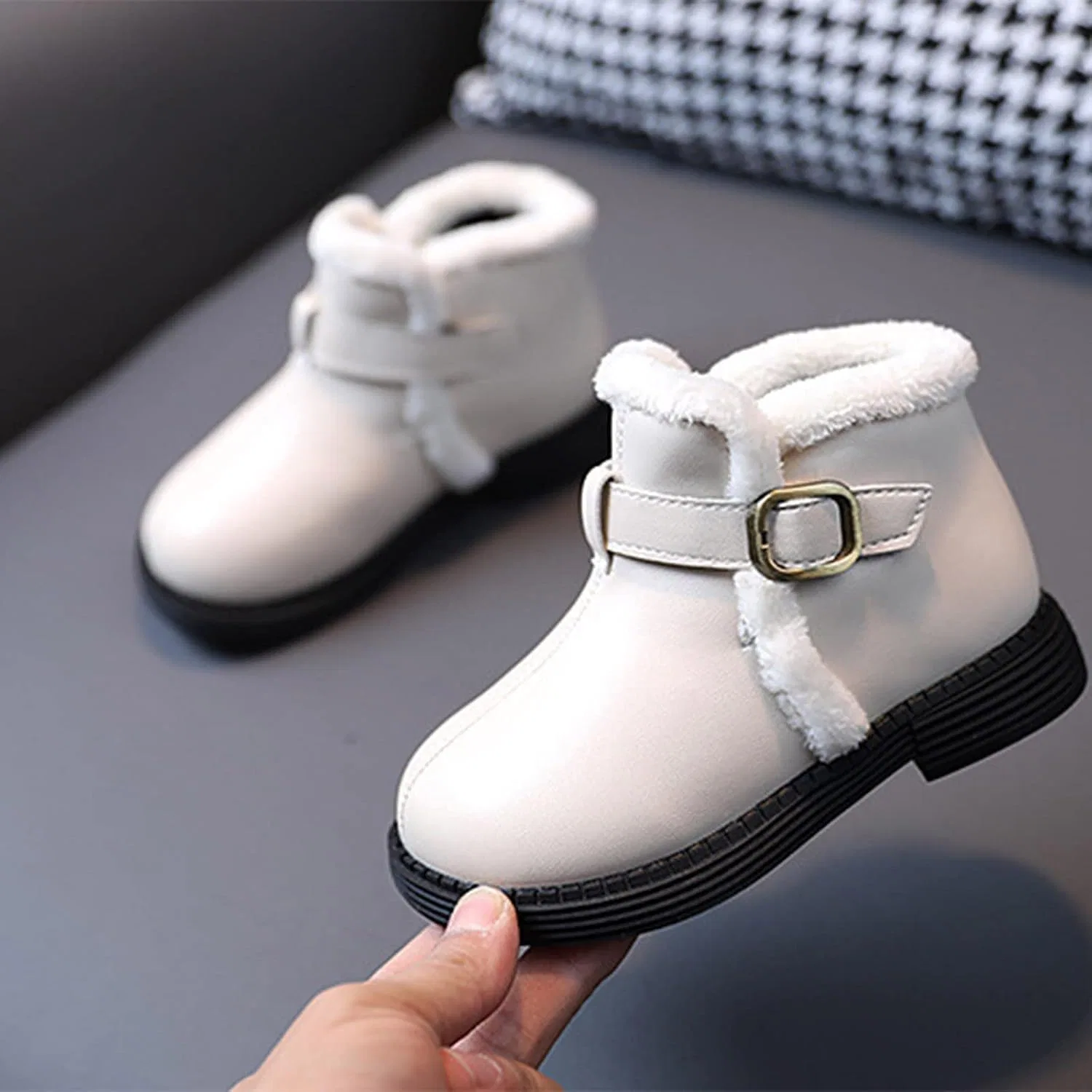 Детские ботинки для девочек с принтом Autumn Winter, модель Fashion, бренд, Beige — фото 4