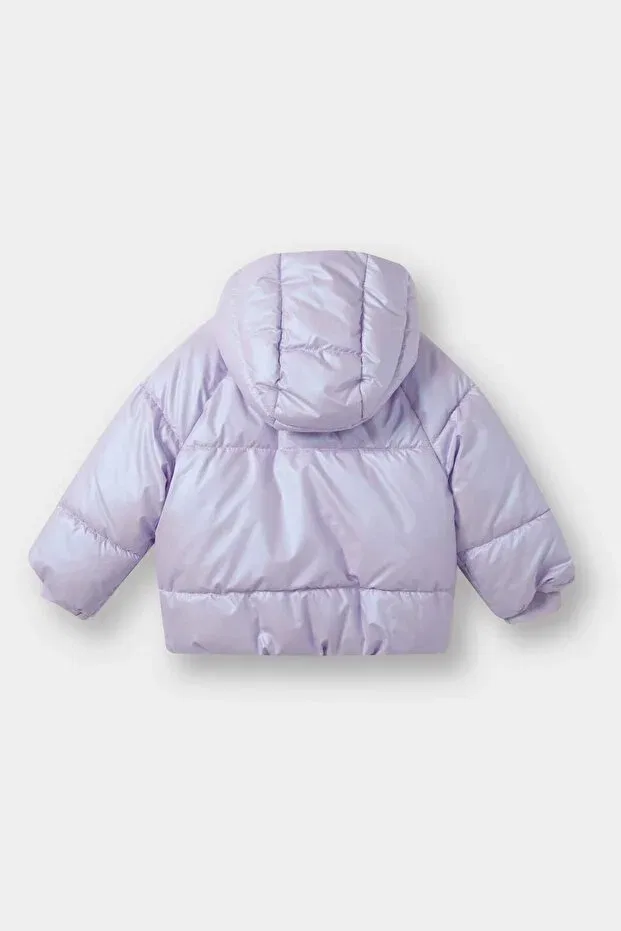 Детское пальто для девочек с капюшоном Defacto, Purple-Pr247 — фото 3