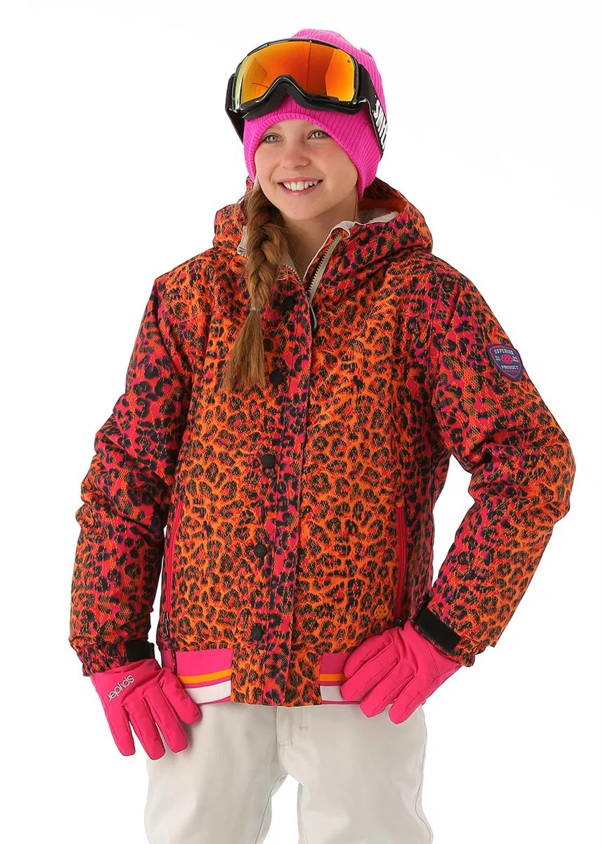 Утепленная куртка для девочек с капюшоном Authentic Prep 686, Raspberry Leopard Lace