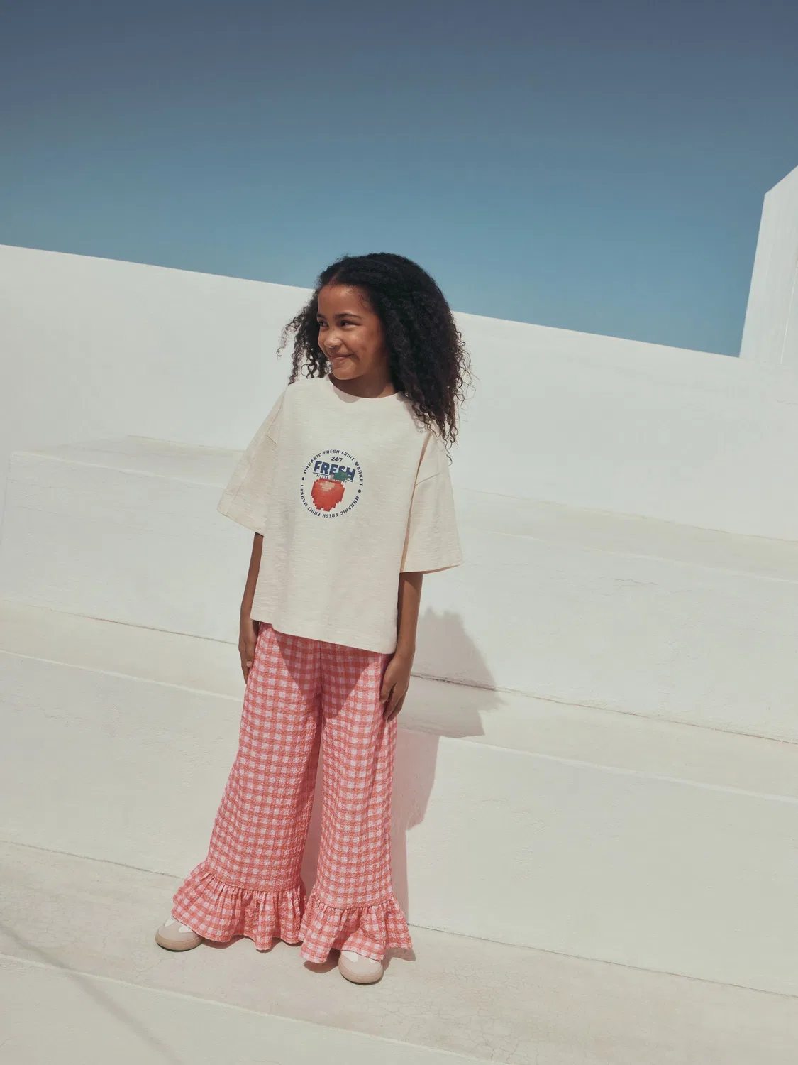 Комплект из футболки и шорт с оборками, Fruit Graphic/Red Gingham Next, Красный