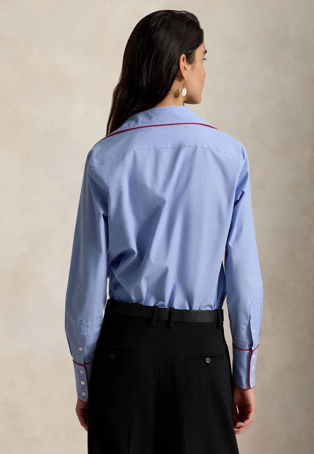 Эластичная хлопковая рубашка приталенного кроя на пуговицах Polo Ralph Lauren, Blue — фото 3