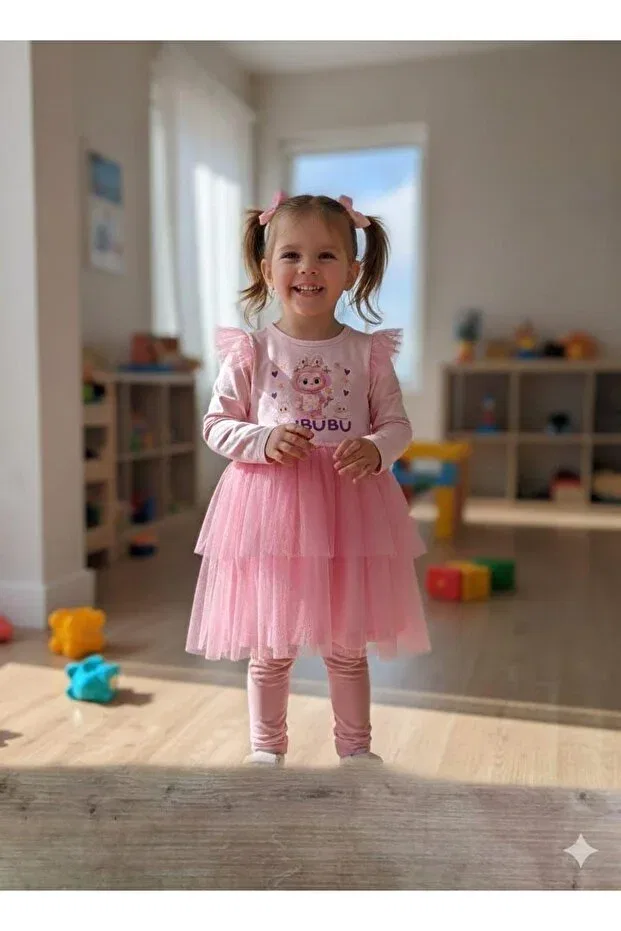Детское платье для девочек хлопковое Buse&Eylül Bebe, Pink — фото 2