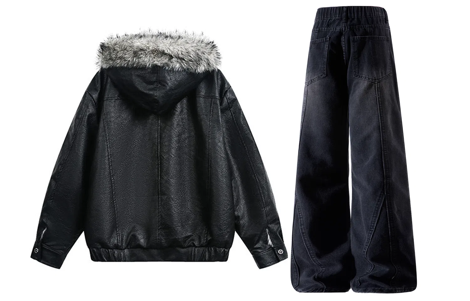 Детский комплект из худи и джинсов с принтом X1617, Ecru Mountain Bird Cotton Jacket+Black Jeans, X1617, Ecru Mountain Bird/Black — фото 4