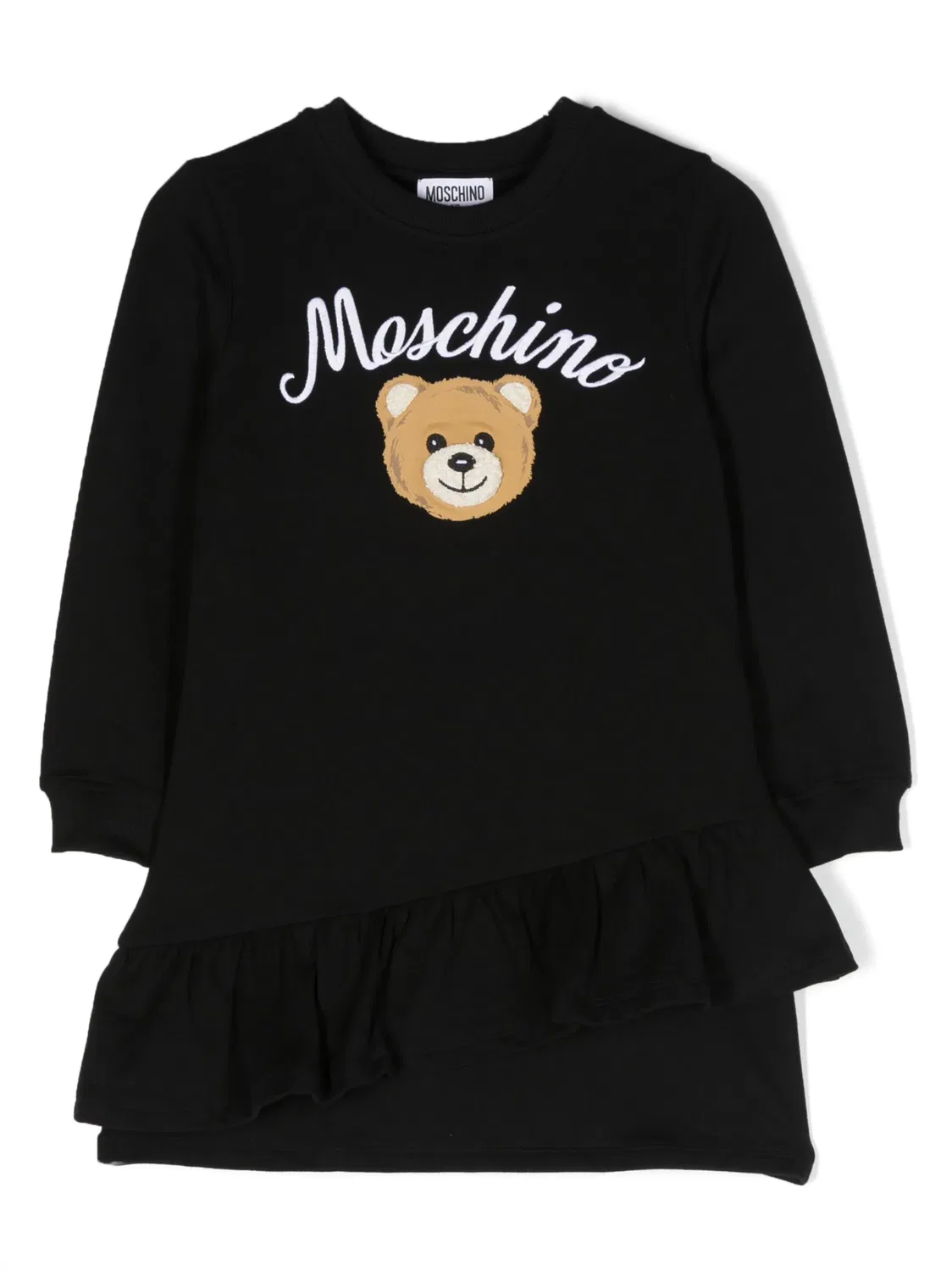 Платье с рюшами и логотипом Moschino, черный