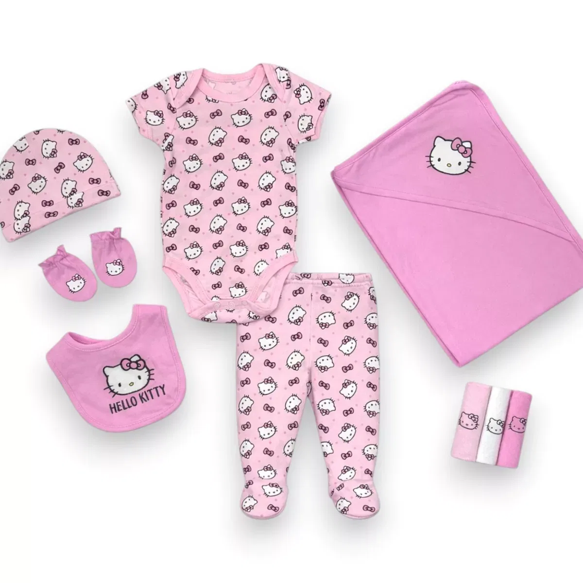 Детский комплект для девочек Hello Kitty 10 предметов, бренд Hello Kitty, Розовый