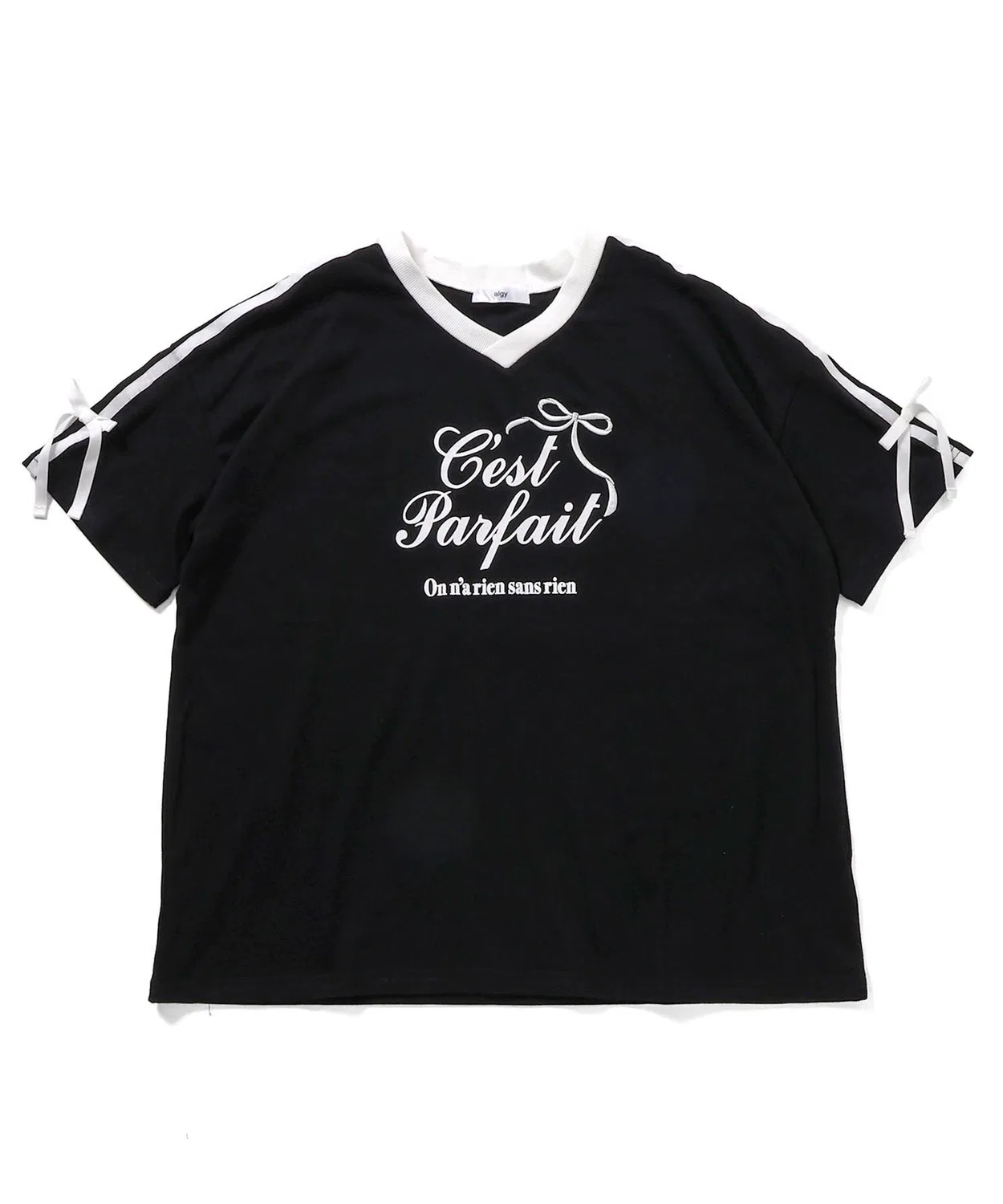 Детская футболка с принтом Ribbon Logo BIG Half-Sleeve T-Shirt algy, Black