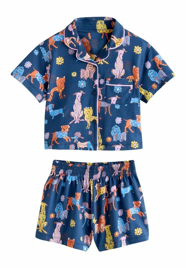 Комплект пижамы из хлопка Regular fit - short button through pyjamas set, Next, темно-синий Dog