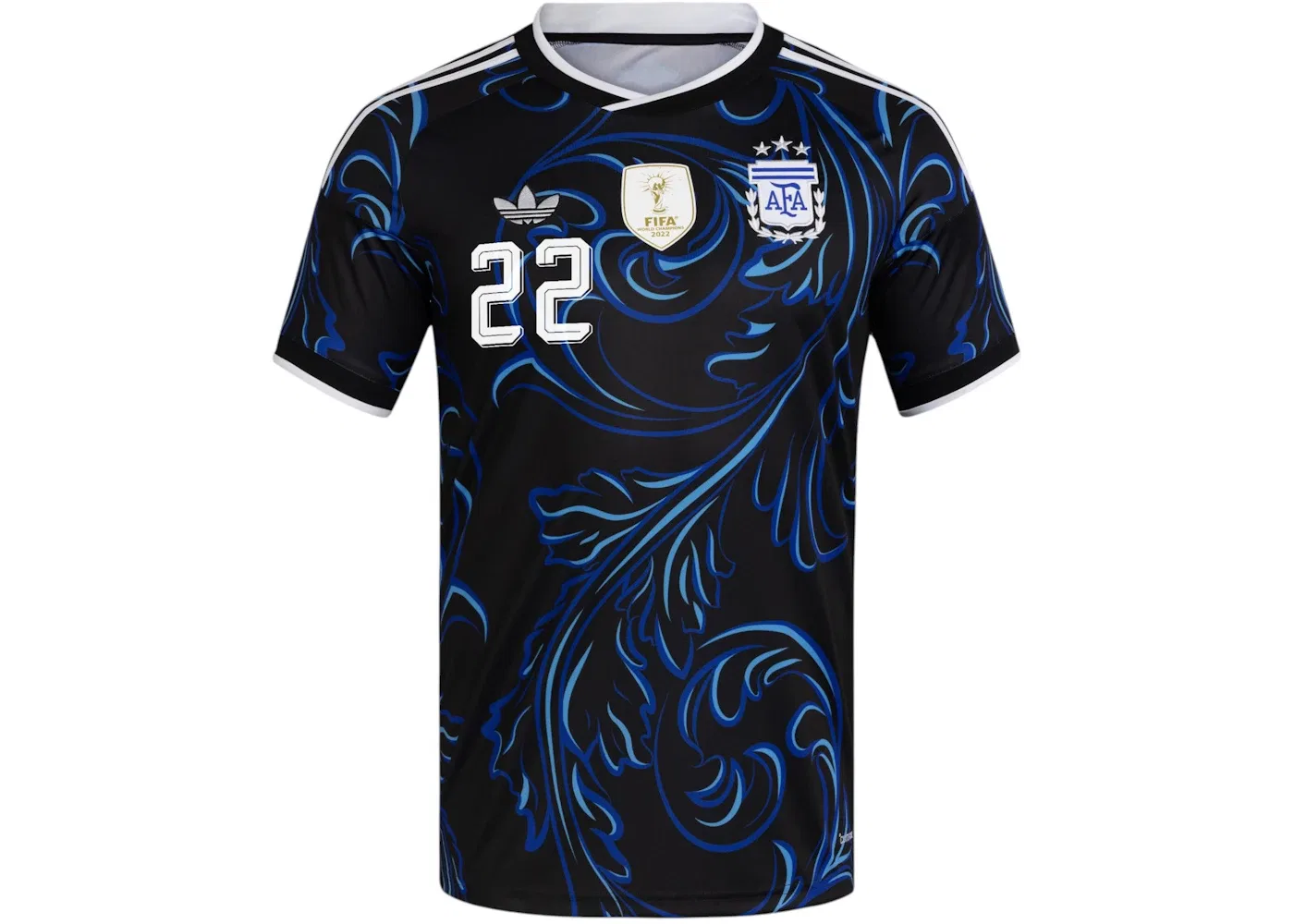 Мужская футбольная джерси с длинным рукавом Adidas Argentina 26 Away Authentic Martinez Jersey, Black/Lucid Blue