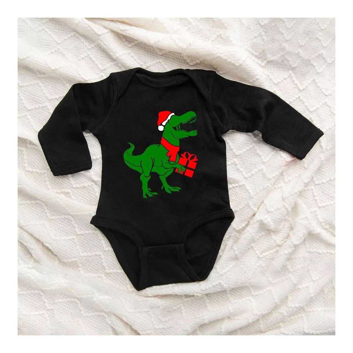 Детское боди с длинным рукавом Dino Present The Juniper Shop, Black — фото 2