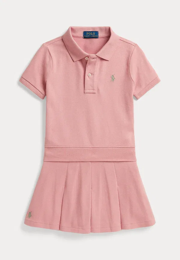 Комплект из поло и шорт, хлопок, Stretch mesh boxy polo shirt & skort set, Polo Ralph Lauren, Adirondack Rose