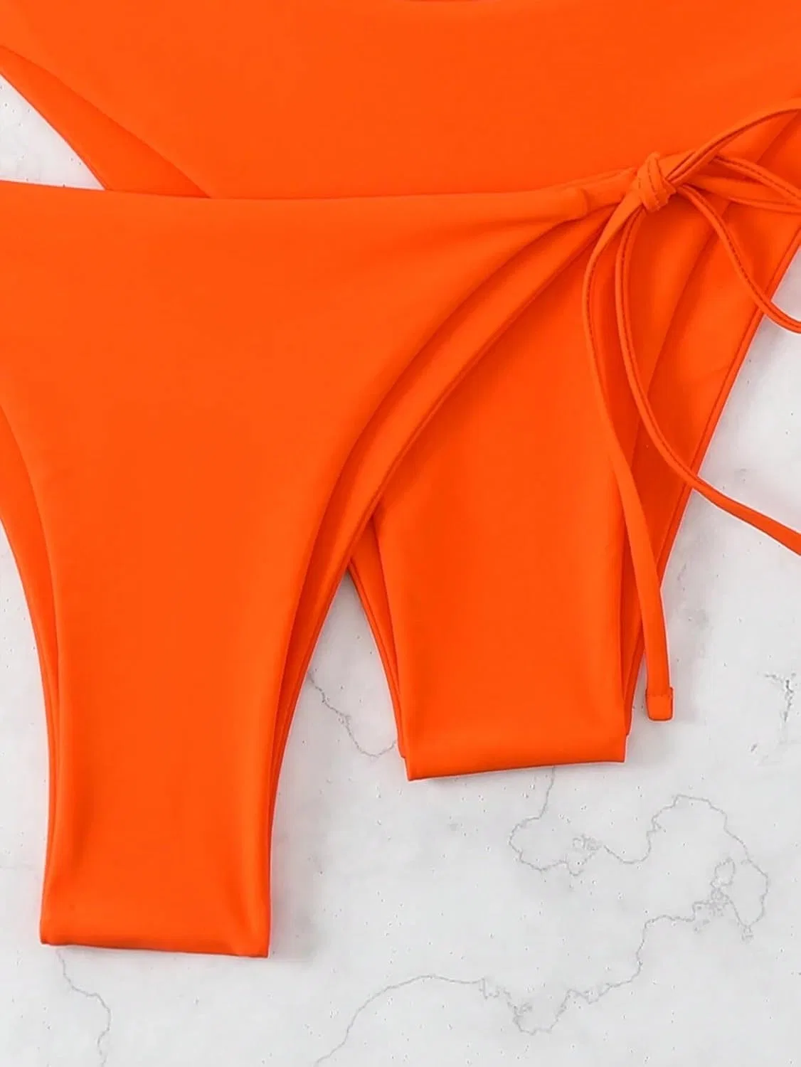 Женский бикини-сет с высокой талией и завязками сзади, Orange — фото 4