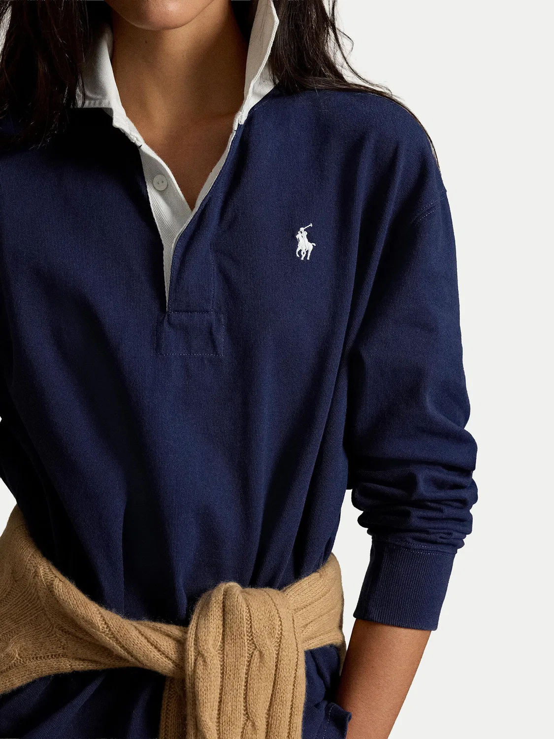 Женский пуловер стандартного кроя Polo Ralph Lauren, темно-синий — фото 4