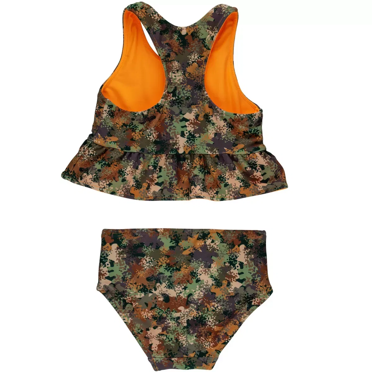 Детский танкини-комплект для девочек двусторонний с пеплумом RuffleButts, Classic Camo — фото 2