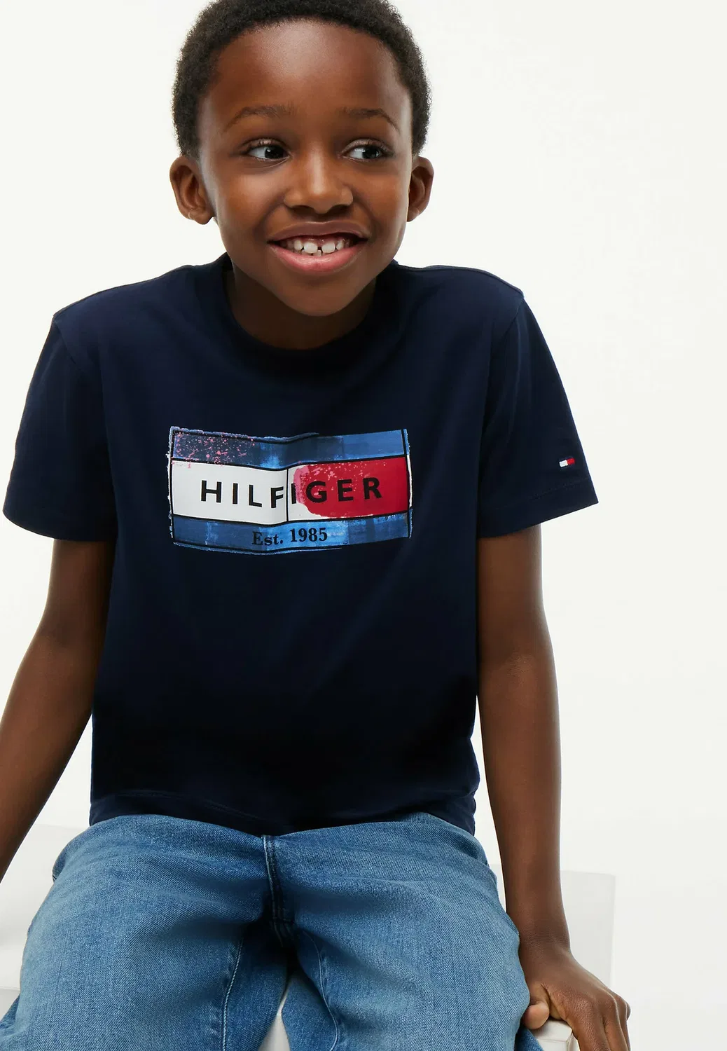 Футболка унисекс с принтом флага от Hilfiger Tommy Hilfiger, Dark Blue — фото 4