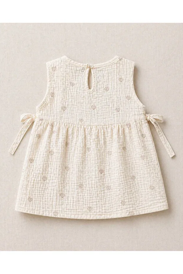 Детское платье для девочек с вышивкой Esvia Baby Co., Beige — фото 4