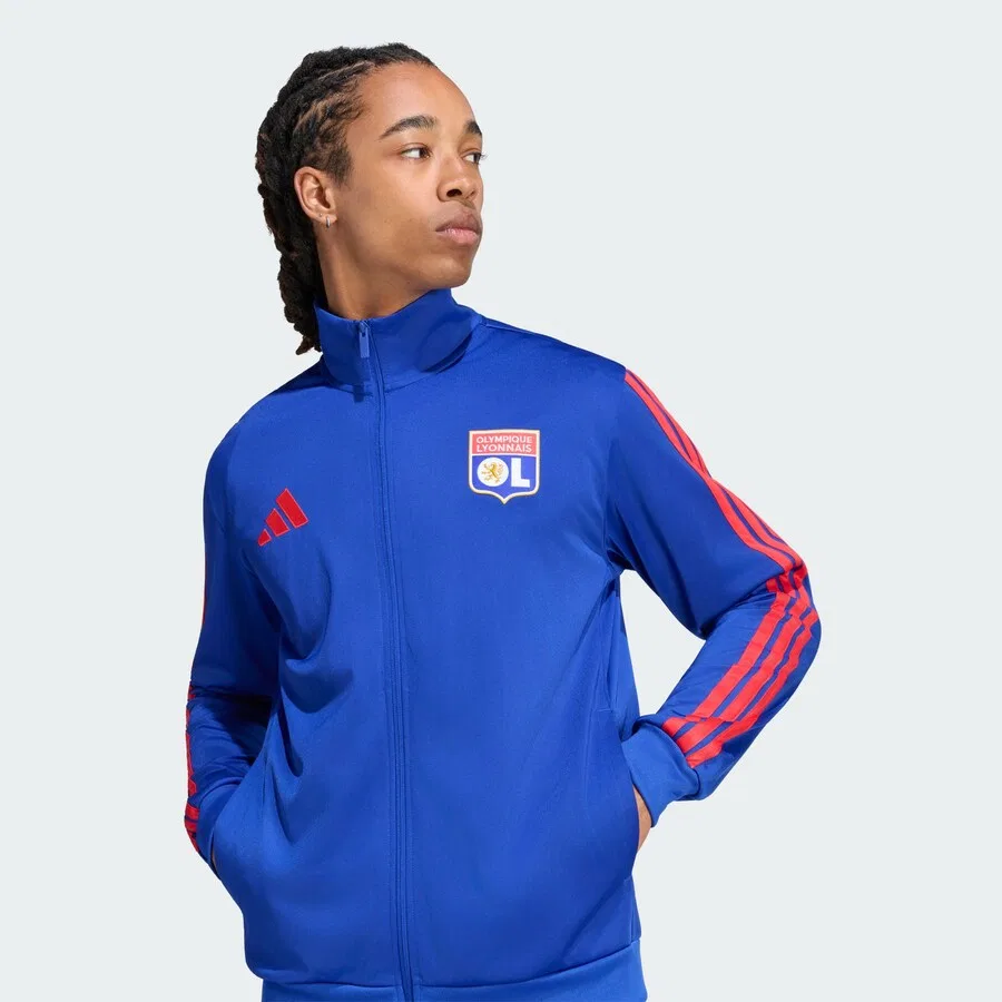Тренировочная куртка ADIDAS PERFORMANCE 'Olympique Lyon DNA' синего цвета — фото 4