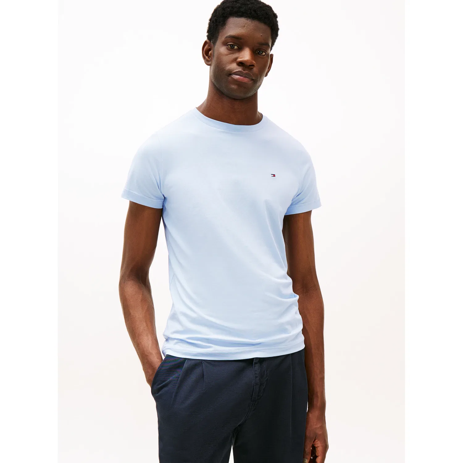 Мужская облегающая футболка с круглым вырезом Tommy Hilfiger, Breezy Blue