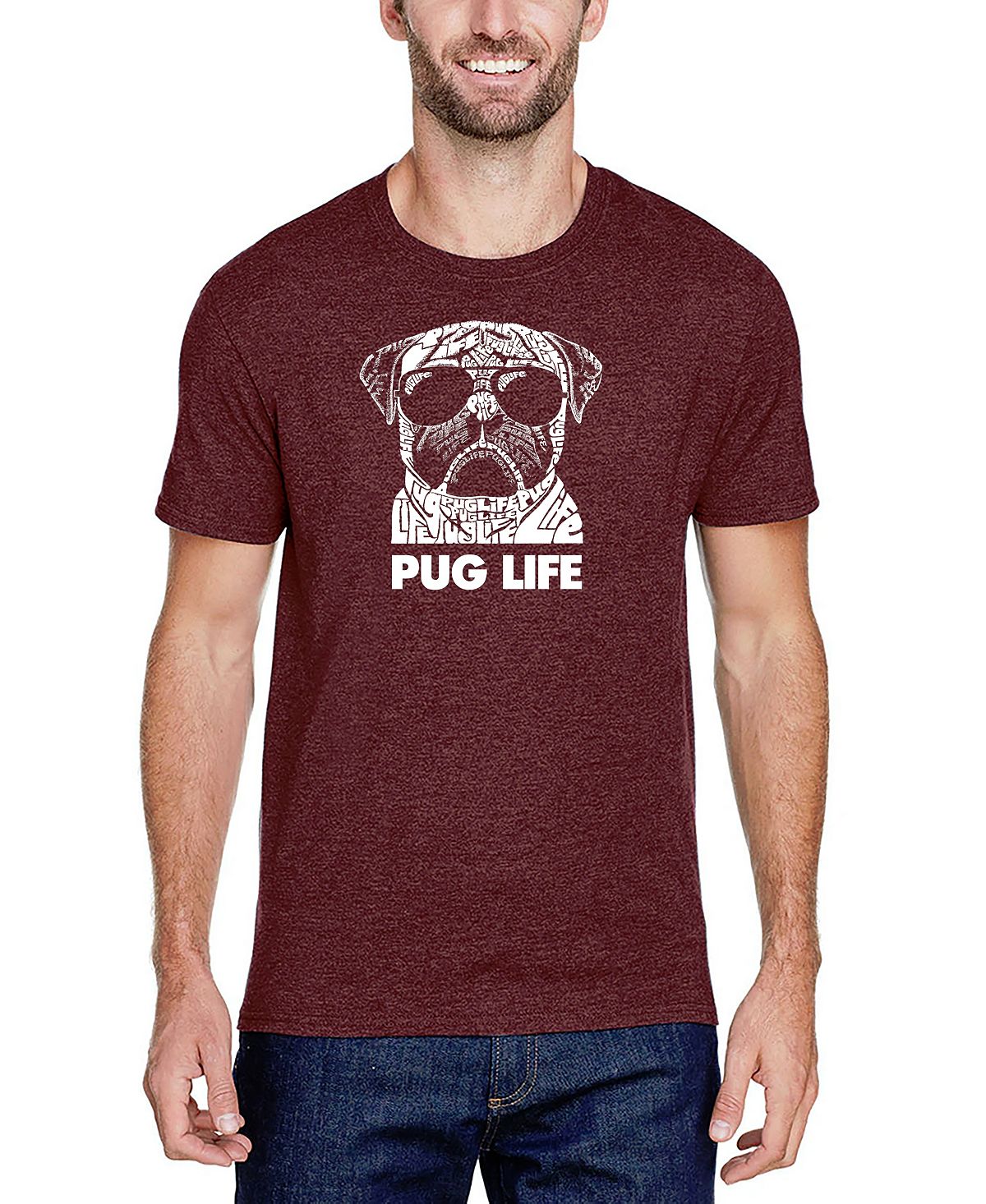 

Мужская футболка premium blend word art pug life LA Pop Art, Коричневый, Мужская футболка premium blend word art pug life LA Pop Art