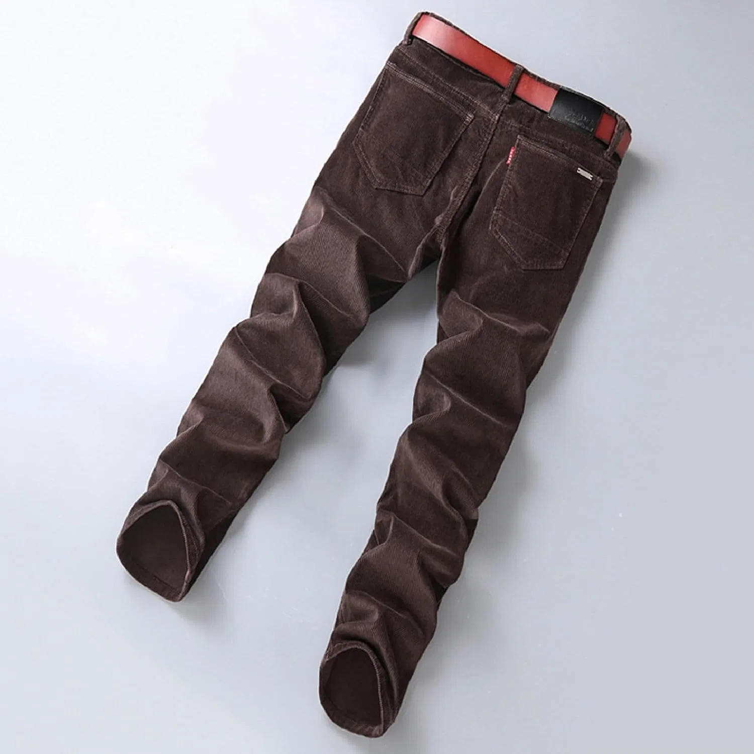 Мужские брюки из футера на резинке, Slim Fit, кофейный — фото 3