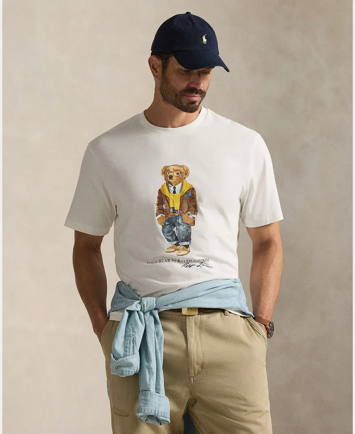Мужская футболка больших размеров с принтом Polo Bear Polo Ralph Lauren, Blanco Roto