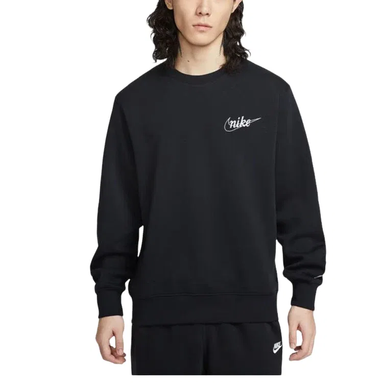 Мужская футболка Crew Neck Long Sleeve Sweatshirt 'Black White' Nike, Black/White — фото 3