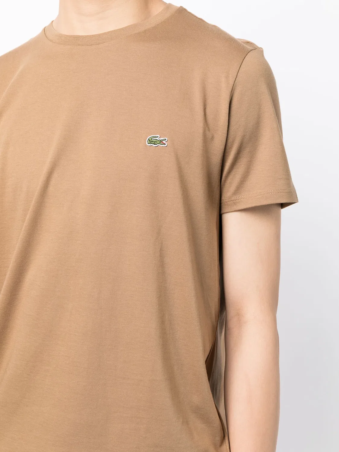 Футболка хлопковая коричневая Lacoste, коричневый — фото 2